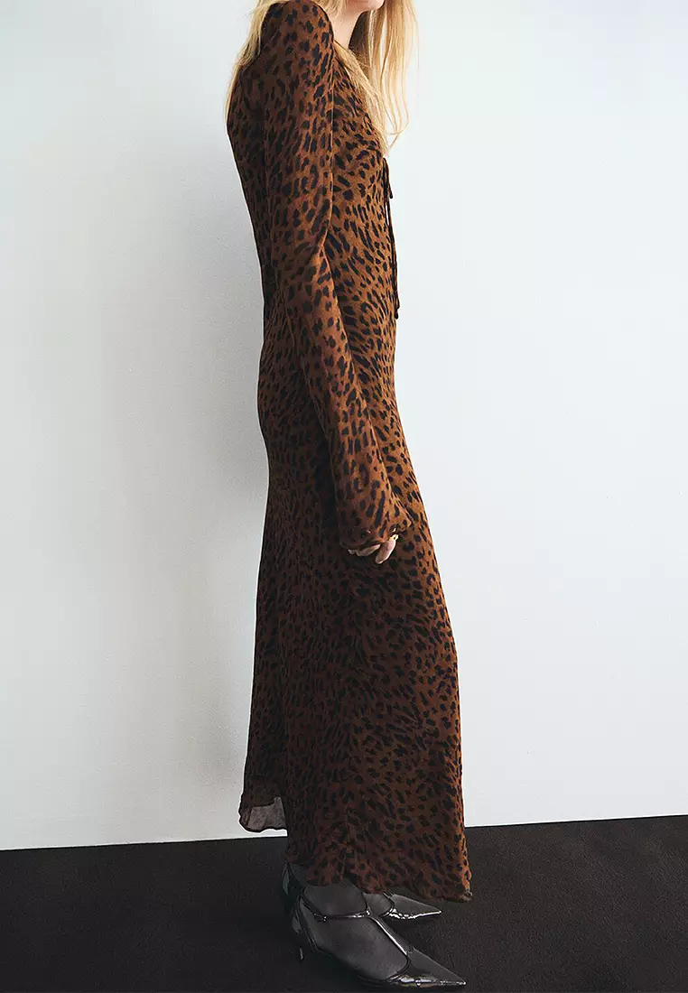 Long-Sleeved Leopard-Print Dress