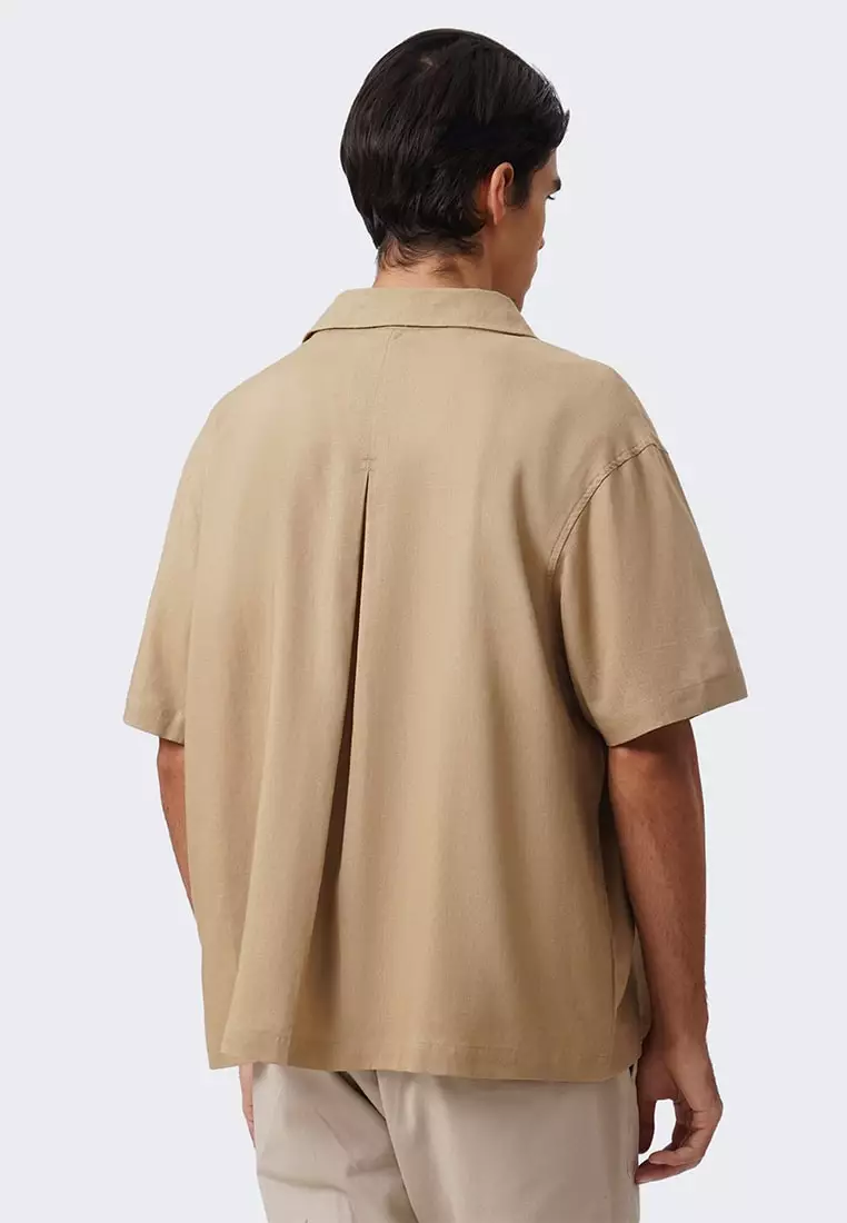 Men's Relaxed Linen Shirt with Back Pleat