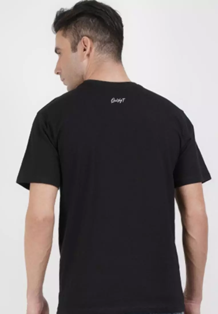 猫头鹰图案黑色棉质短袖必备 T 恤