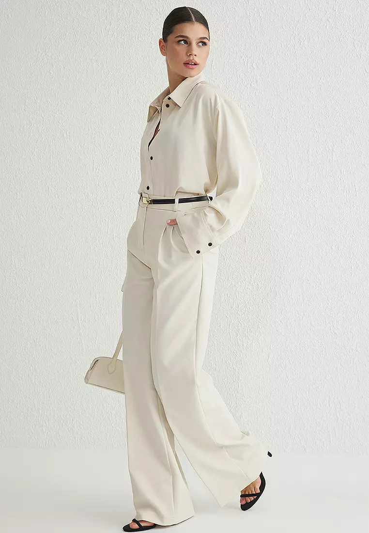 Pleated Wide Leg Trousers