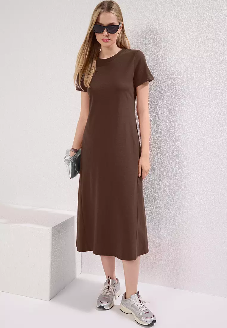 sachin and babi light blue dress Linen Smock Dress, A-line Casual Midi Dress With Pockets, Loose Fit,  Minimalist Summer Outfit, Linen Vacation Dress, Relaxed Weekend Look main image 1