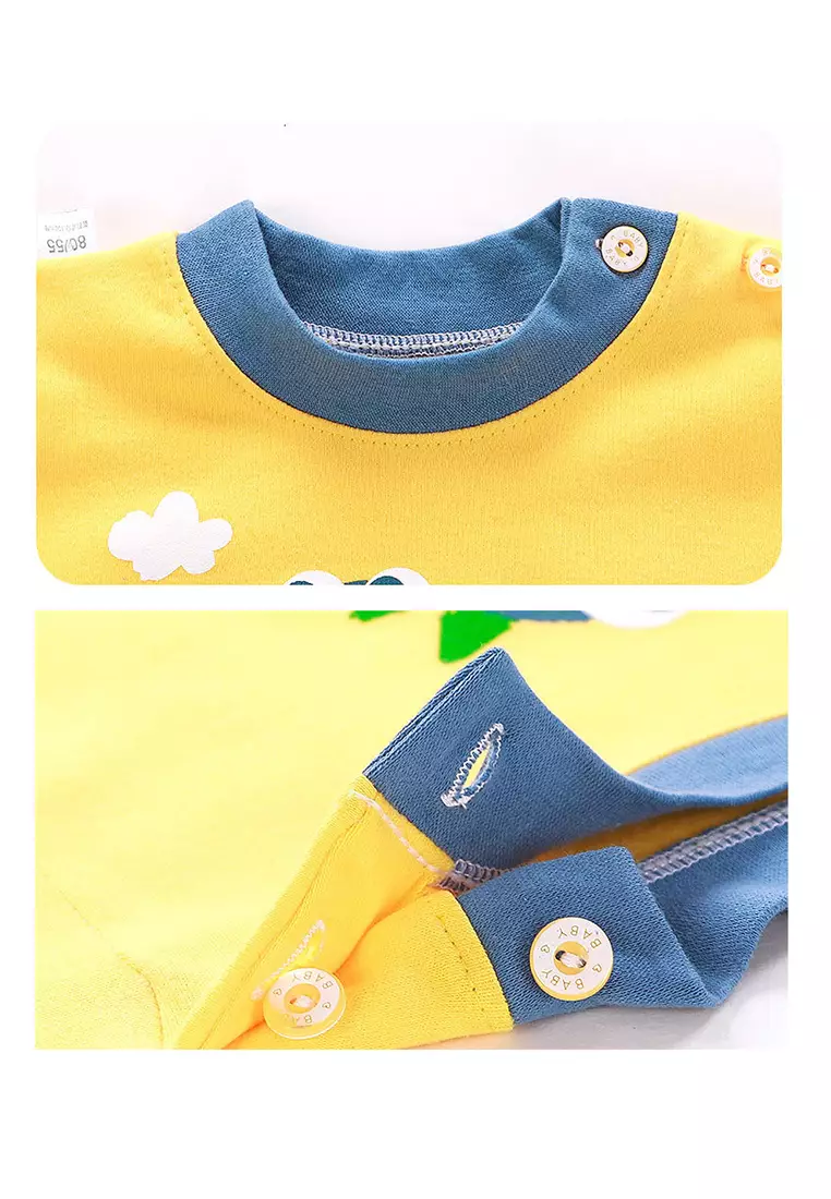 Setelan Bayi Baju Anak Laki Laki Lengan Panjang Piyama Set Celana Kaos Import Motif Lucu Smile Egg Venrz 4251