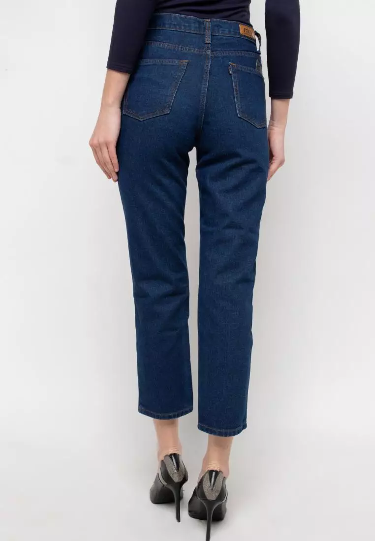 Plain Boyfriend Jeans in Navy