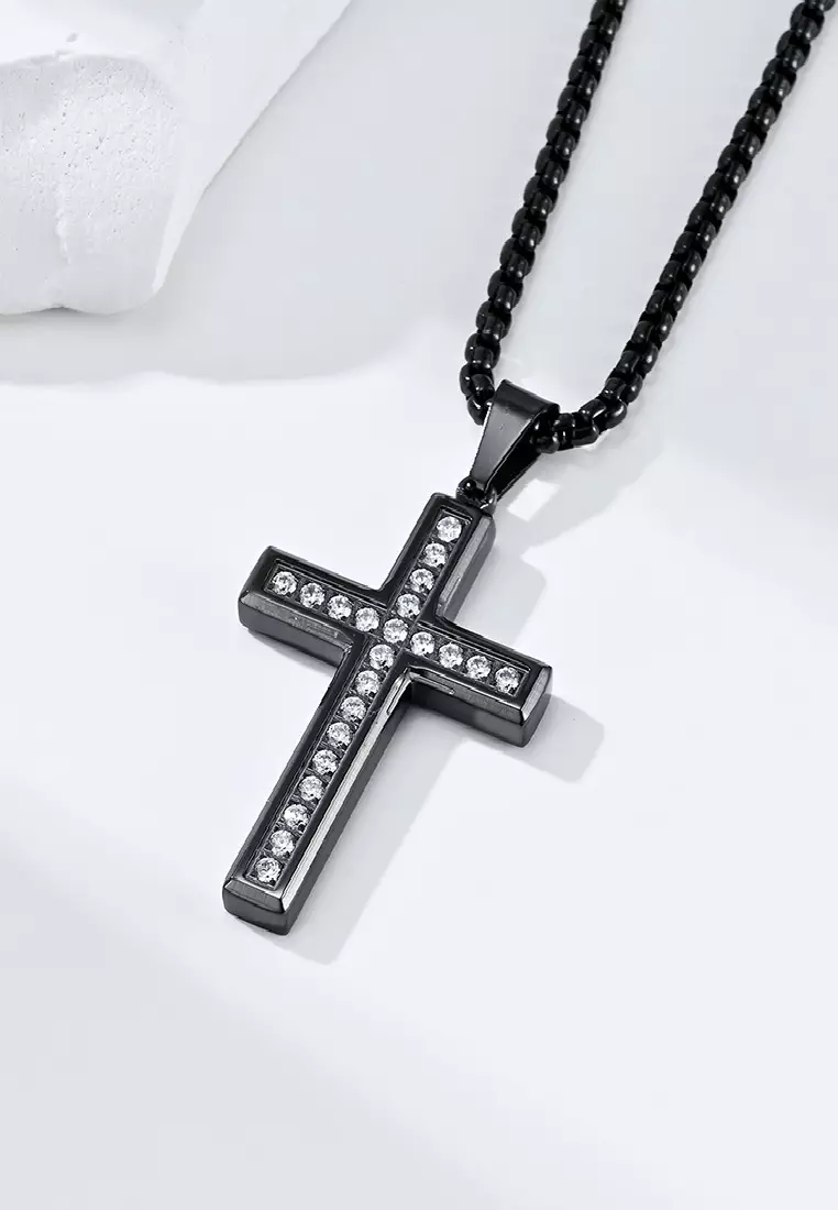 Buy LYCKA JSC3001 LYCKA S316 Stainless Steel Zircon Cross Necklace