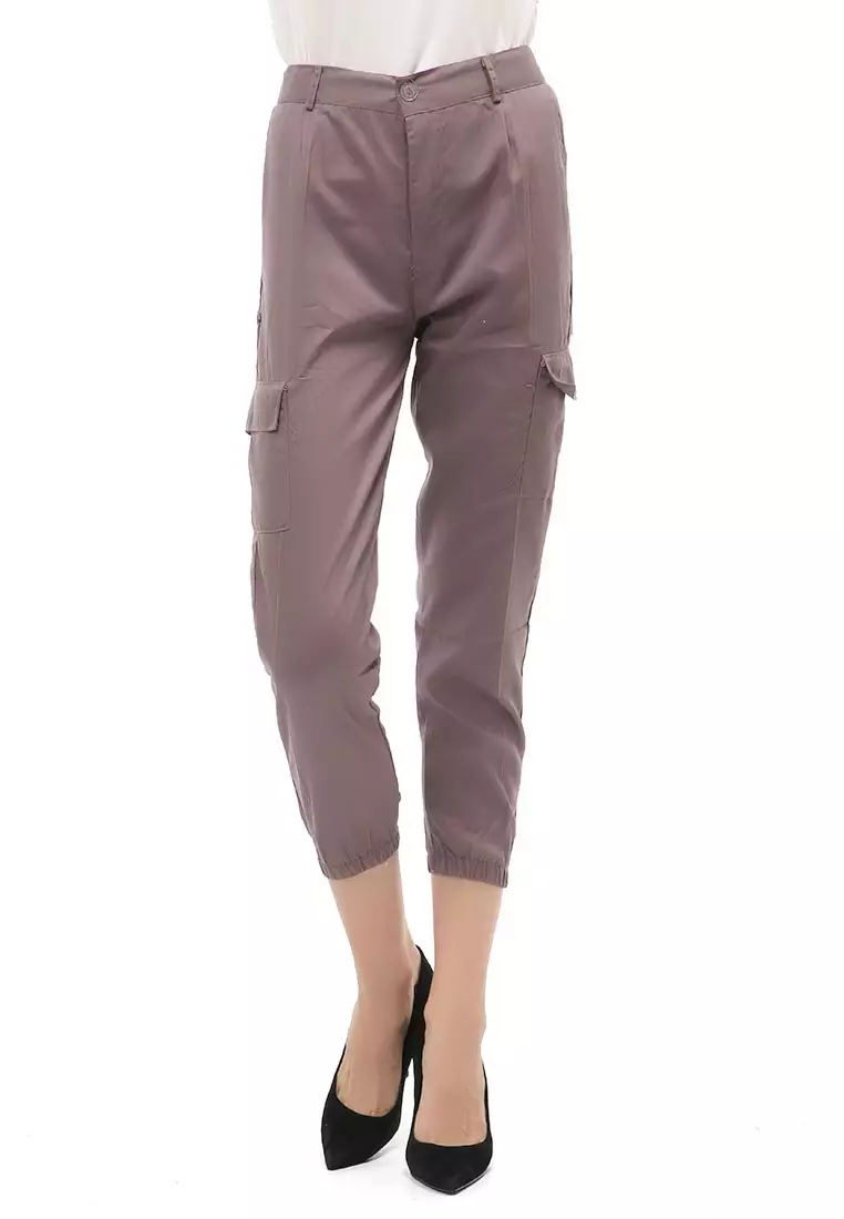 Jourel Jogger Pants Kasual Wanita Material Cotton ORIGINAL - Latte