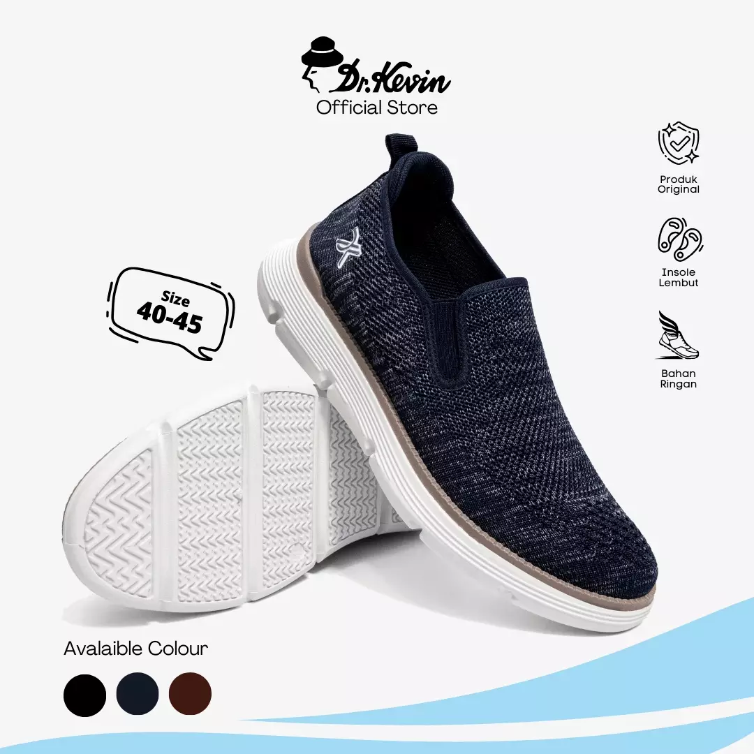 Dr. Kevin Sepatu Sport Pria Men Sneakers Sekolah Flyknit Slip On 889-081