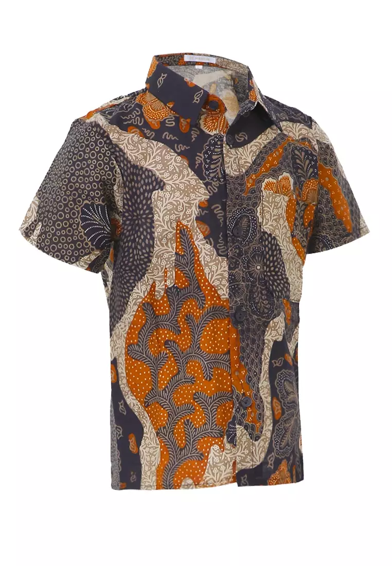 Lucas Kemeja Formal Batik Anak Laki-laki Lengan Pendek Motif Pulau Kids Traditional Shirt Material Cotton ORIGINAL - Multicolor