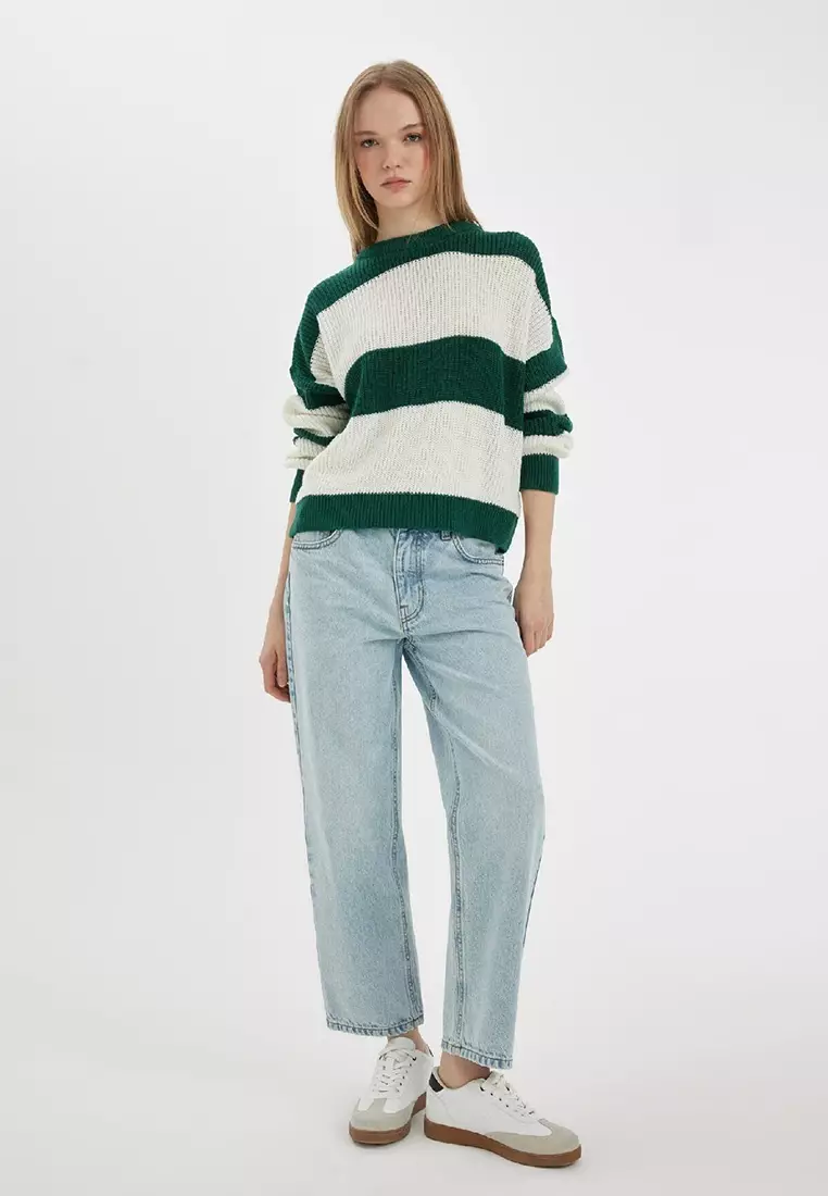 Crew Neck Stripe Knit Jumper