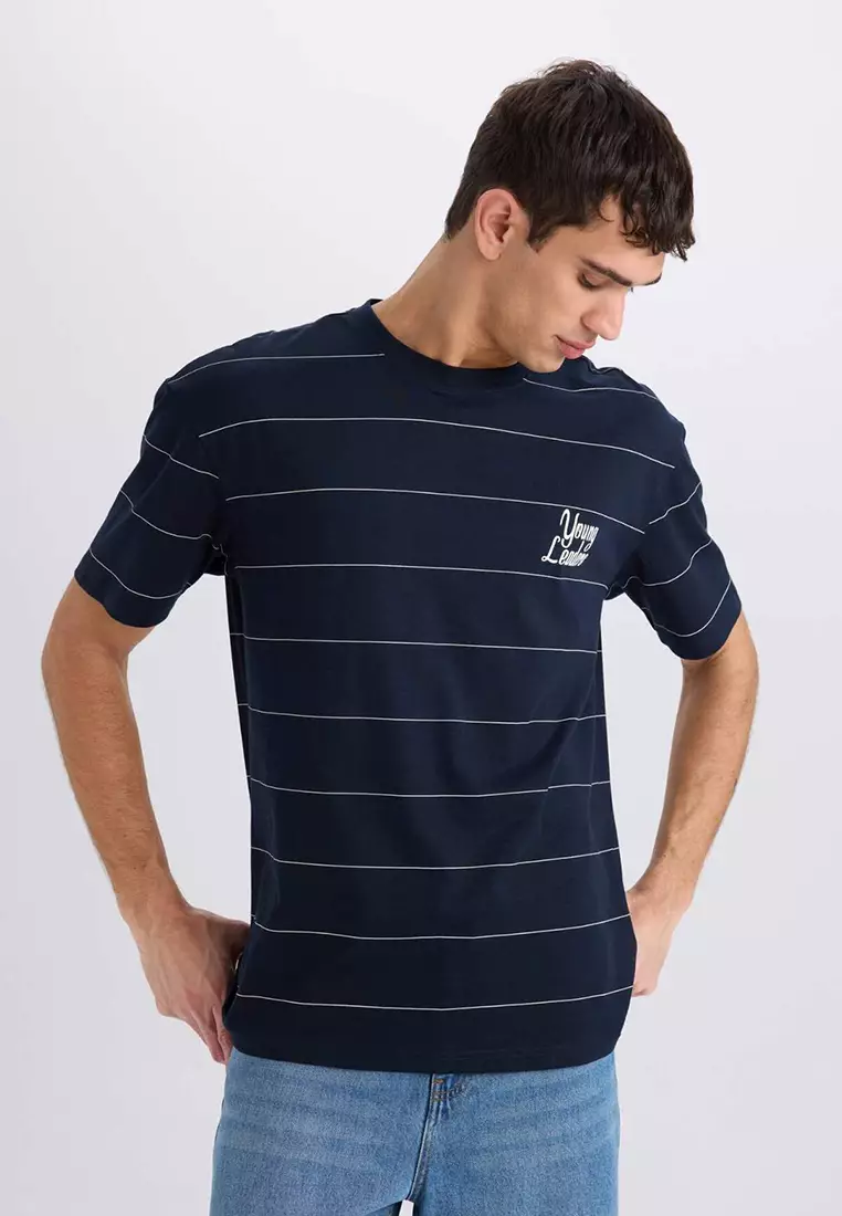 Boxy Fit Crew Neck Printed Short Sleeve T-Shirt