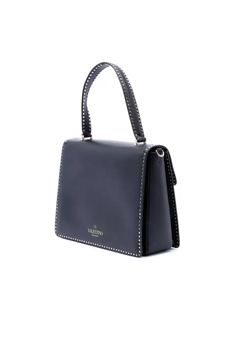 Pre-Loved Valentino Leather Rockstud Top Handle Bag