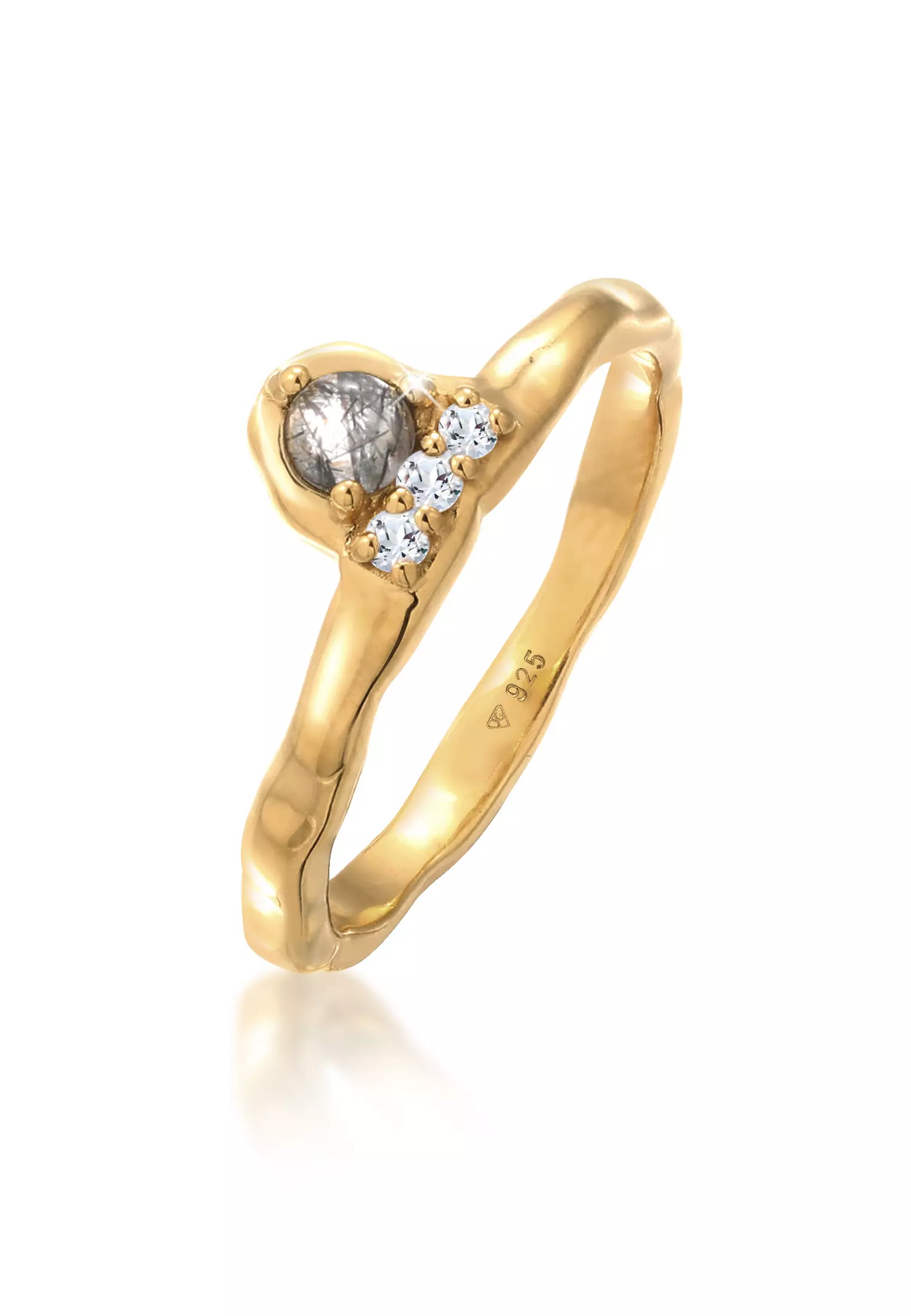 Ring Engagement Organic Tourmaline Quartz And Topaz Gemstone Gold Plated