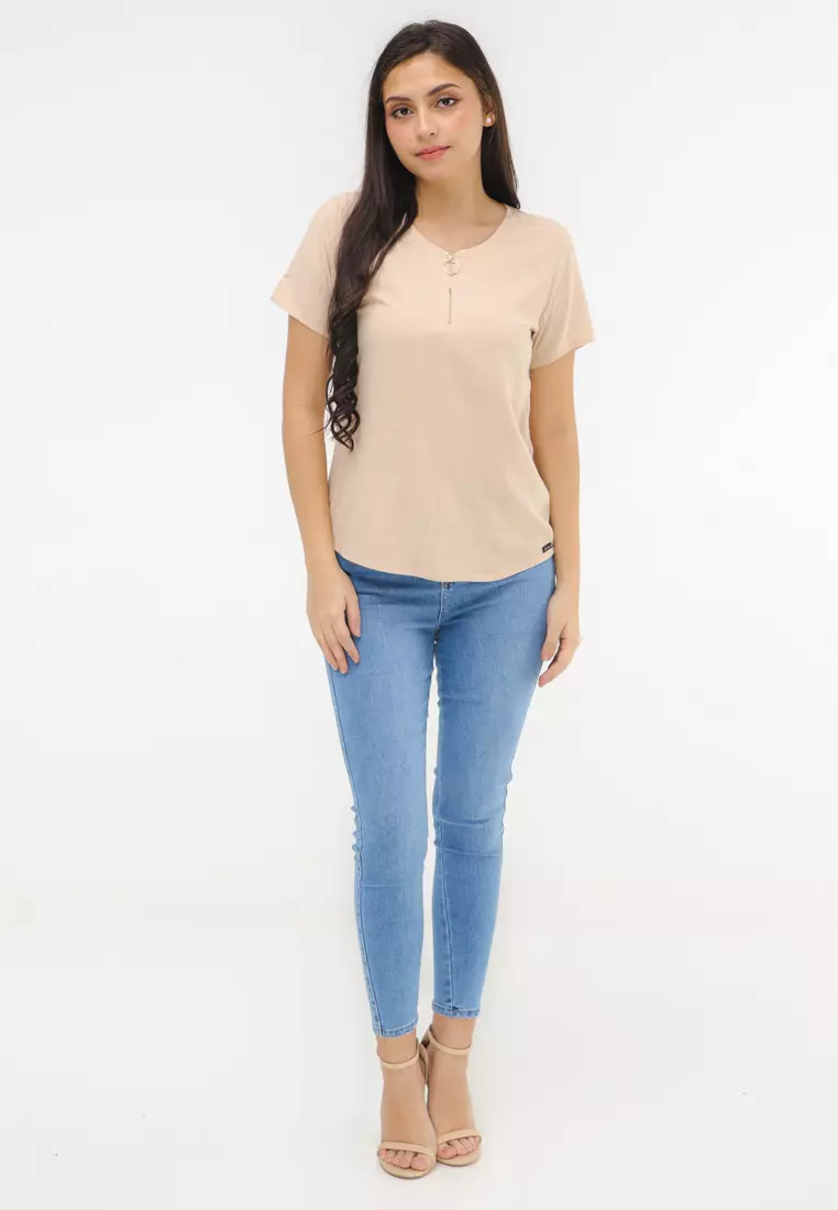 Soft Linen Woven Short Sleeves Blouse