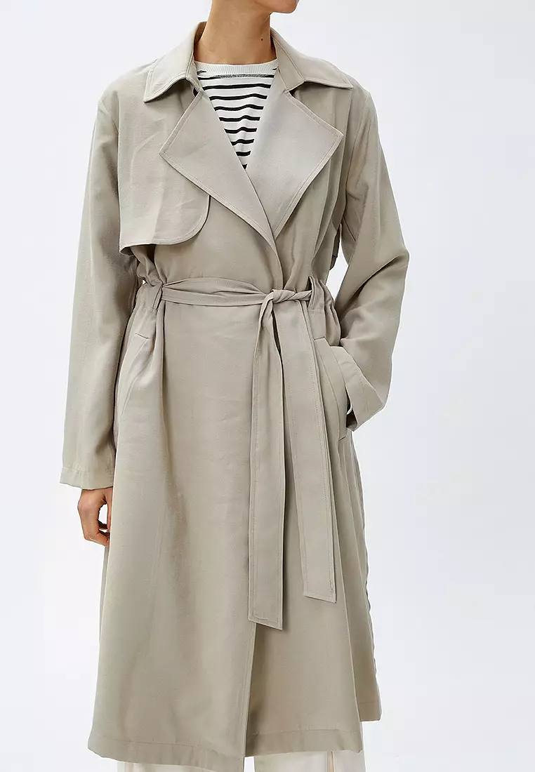 Buy KOTON Flowy Double Breasted Trench Coat with Belt 2025 Online