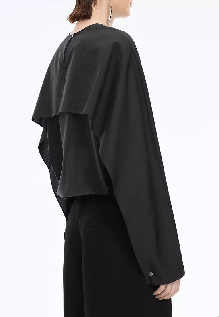 Cotton & Silk Blend Loose Long-Sleeve Top