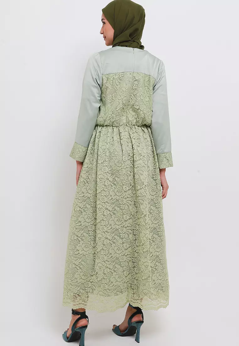 MFMW Latifah Dress Gamis Brukat Hijau