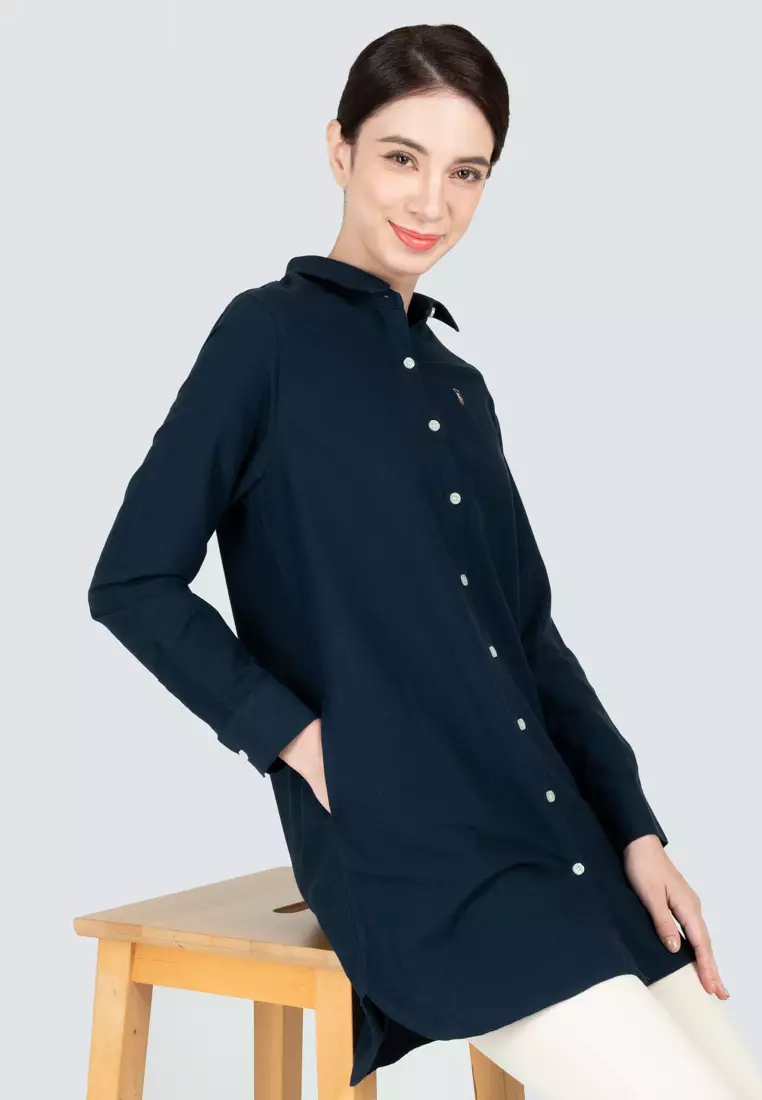 Polo Haus - Women’s Oxford Long Sleeve Shirt Dress WBSDE001
