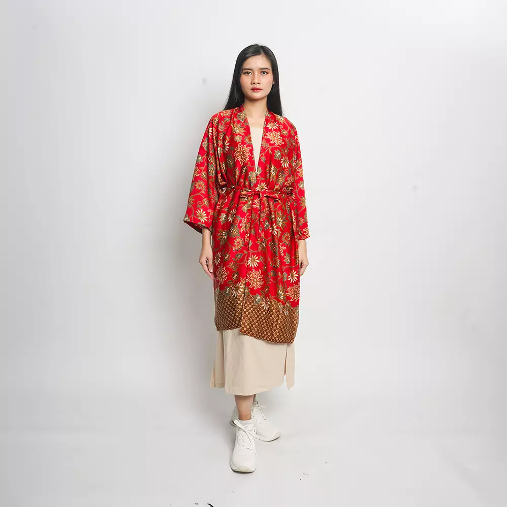 KIMONO SILK BATIK RED