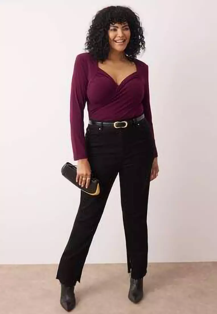 Plum Double Breasted Collar Bodycone Plus Size Body Tbbaw25Cs00008