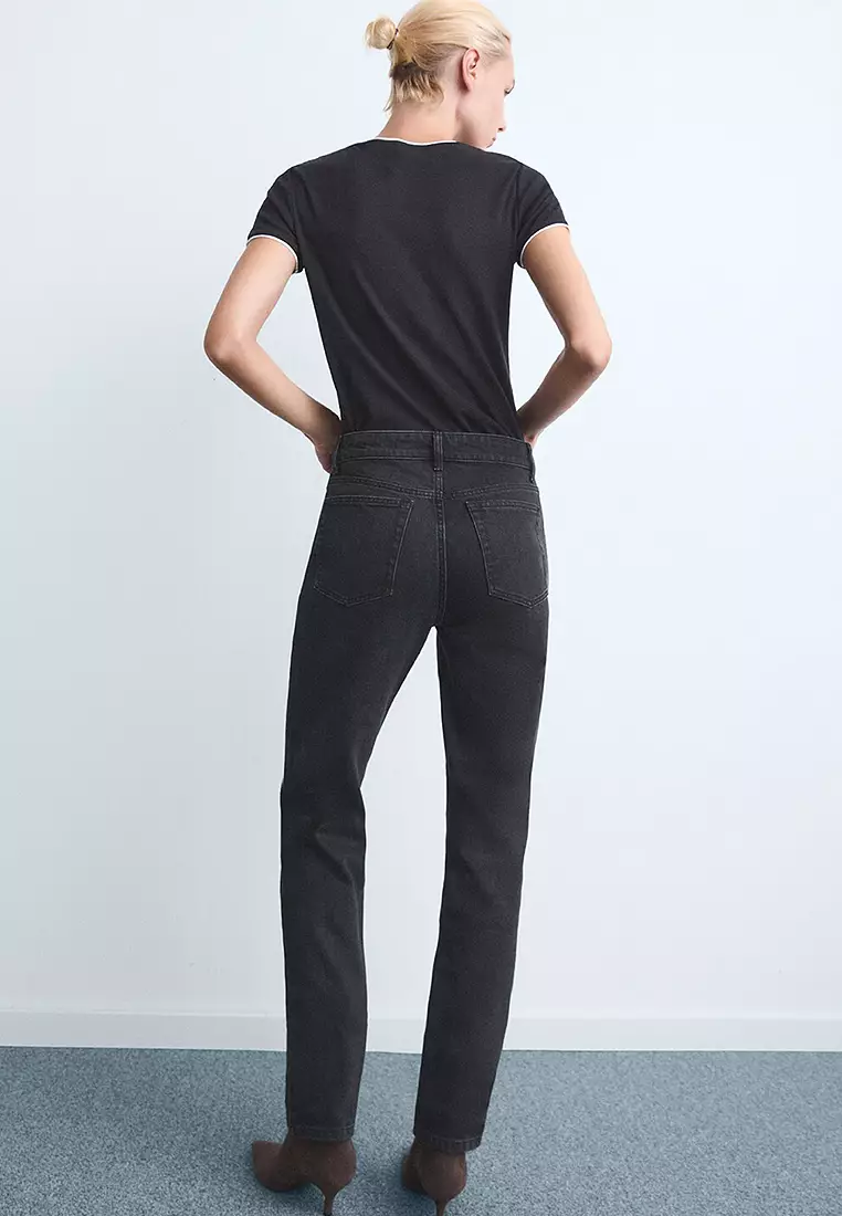 Mid-Rise Straight Jeans