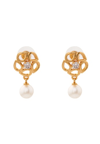 estele gold Estele Gold Plated CZ Flower Stud Earrings with Pearls for Women 20F93ACB04750DGS_1