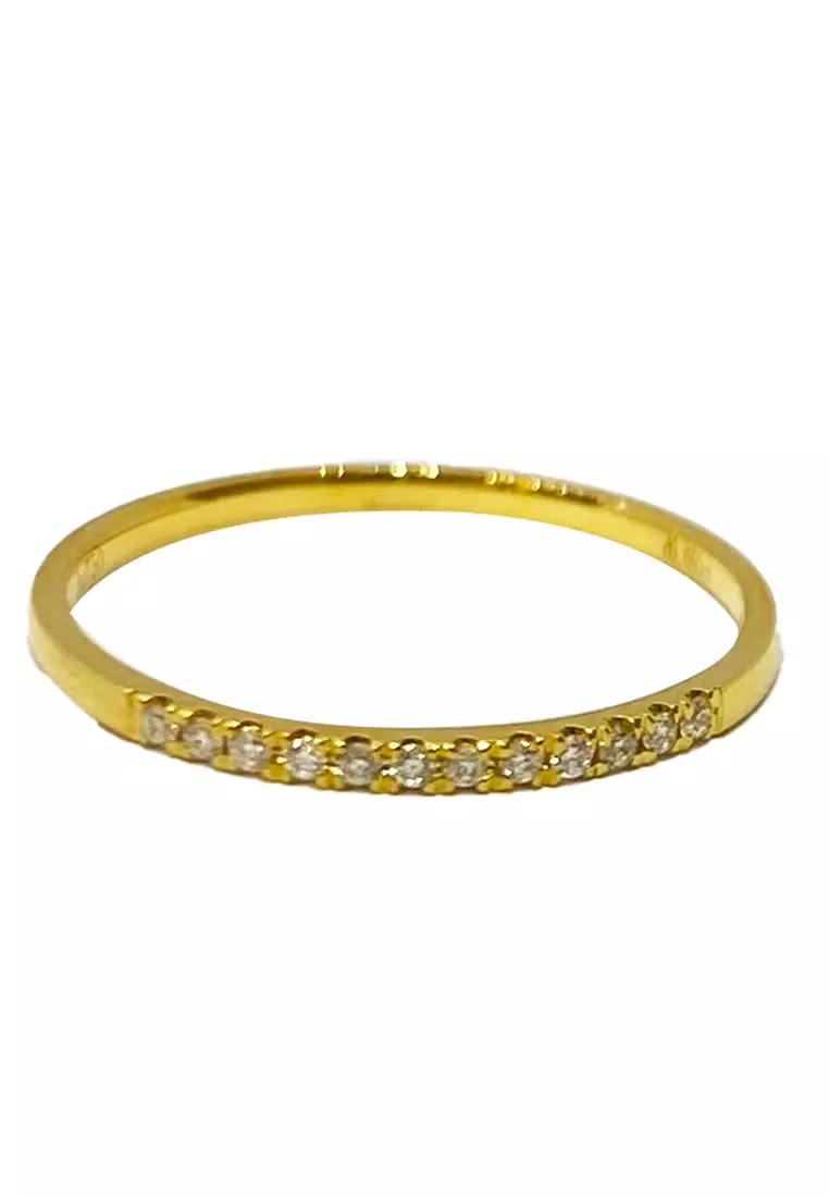 [特價] LITZ 18K 黃金鑽石戒指 DR132-Y (SZ8)