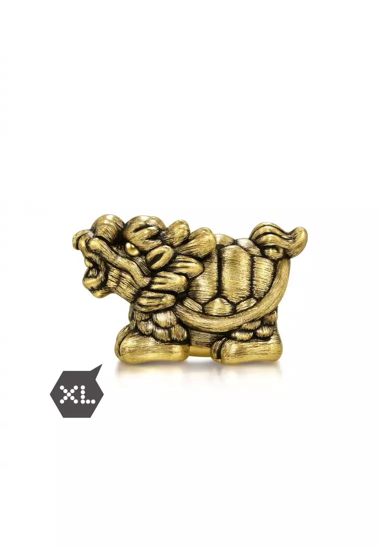 999 24K Solid Gold Noir XL Charm Gold Dragon Tortoise Charm 94385C (Bracelet not included)