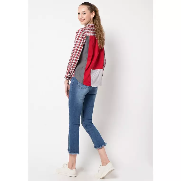 Kari Shirt In Red Grey