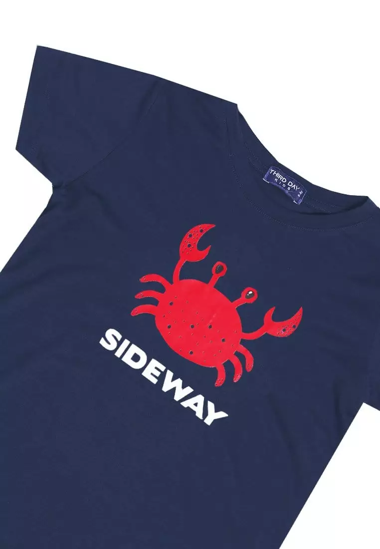 KU016 kaos anak boy girl crab kepiting navy