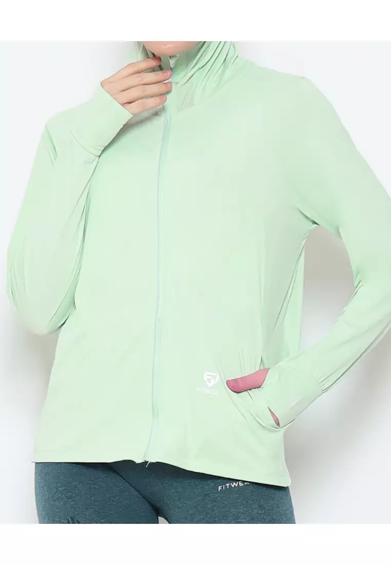 Fitwear - Jaket K-Style Anti UV Olahraga Wanita FLORYN UPF 50++ PJ POCKET - MINT GREEN