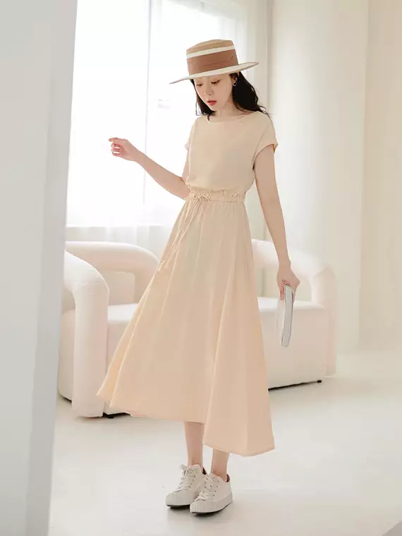 Boat neck outlet umbrella dress