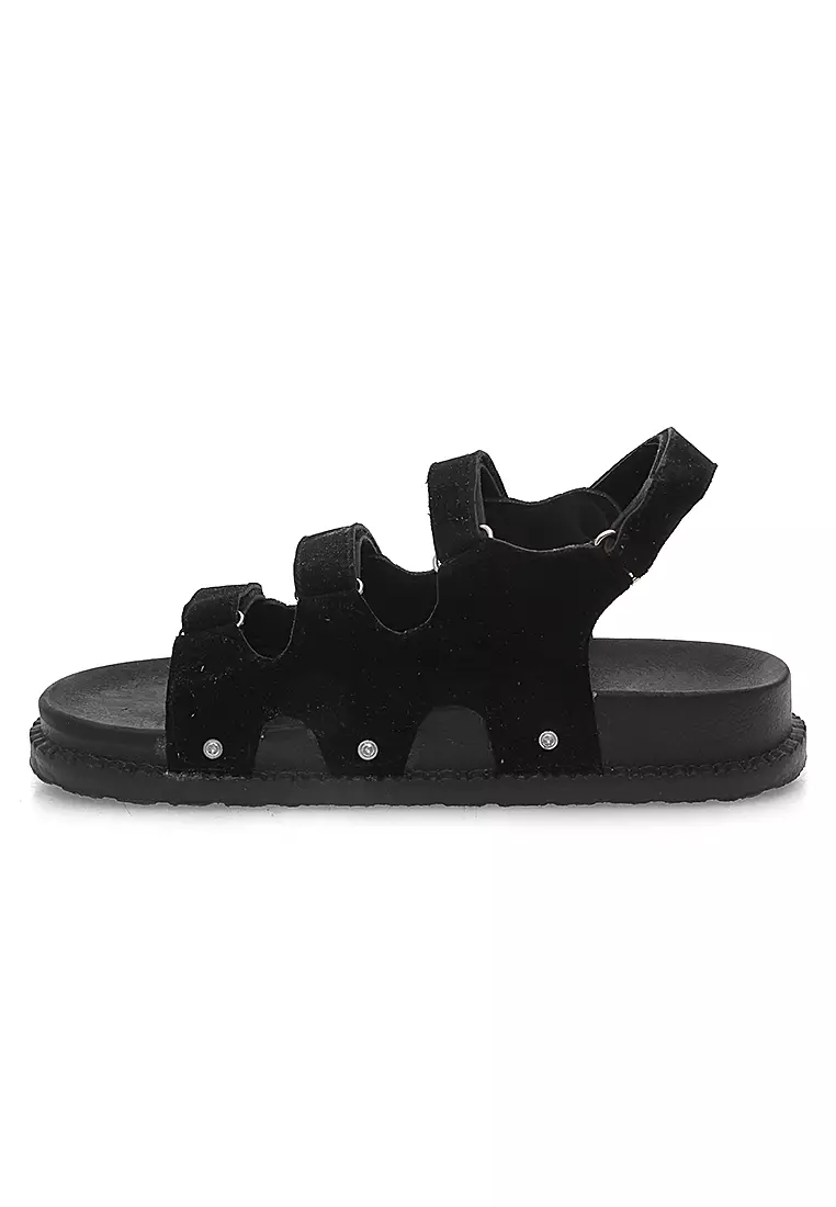 Sepatu Sandal Wanita Model Strap Design Sylish High Quality - Hitam