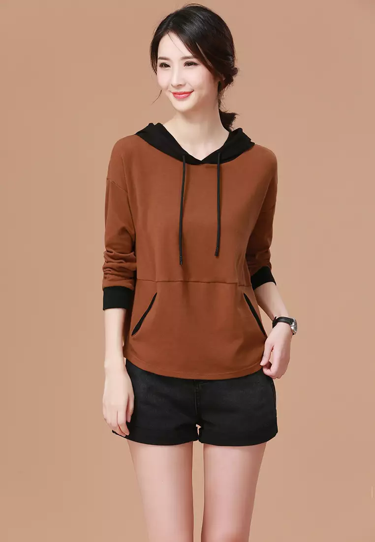 Buy A IN GIRLS Contrast Hooded Sweater T Shirt Online ZALORA