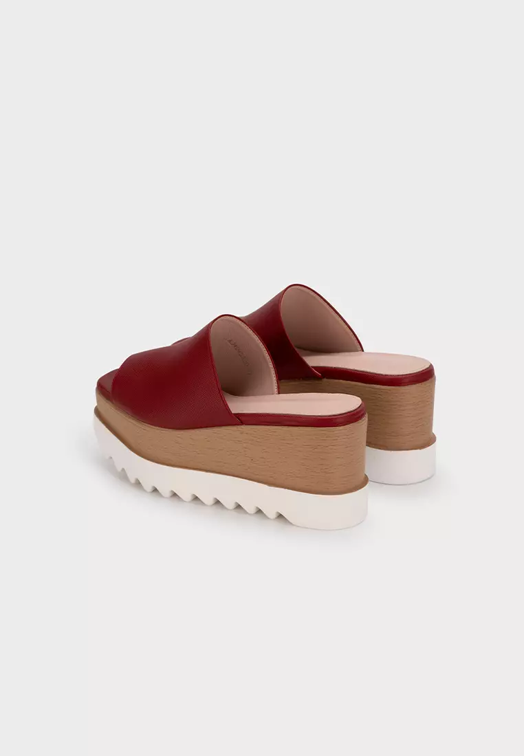 CASUAL PLATFORM WEDGE HEEL SLIDE 宽面厚底楔型拖鞋