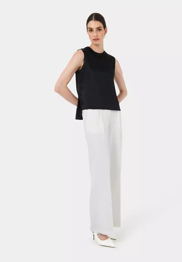 Louisa Round Neck Satin Top