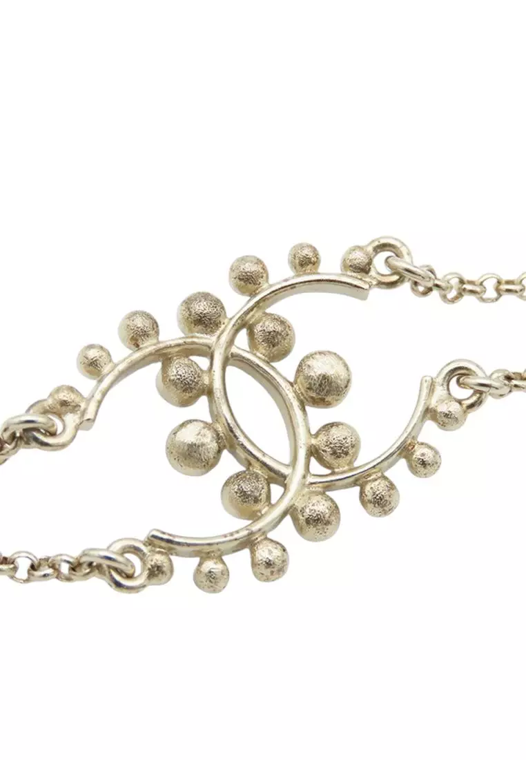 Pre-Loved Chanel Gold Plated Cc Faux Pearl Rhinestones Bracelet
