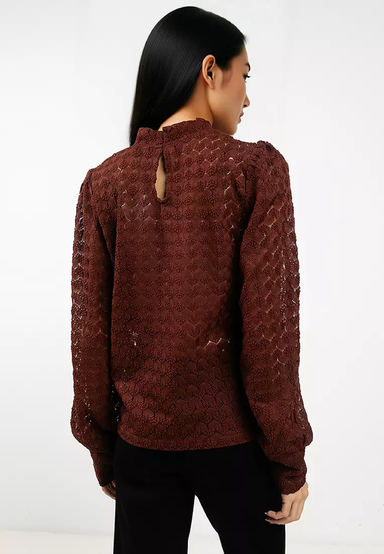 Long Sleeve Lace Jersey Top