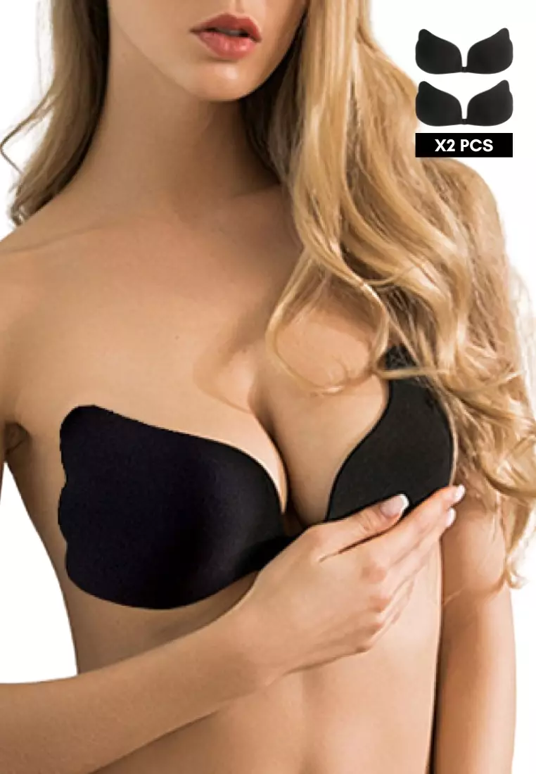 Buy Love Knot [2 Packs] Nu Bra Seamless Invisible Reusable Adhesive Push Up  Nubra Stick On Wedding Silicon Strapless Bra Tube Bra in Black Online