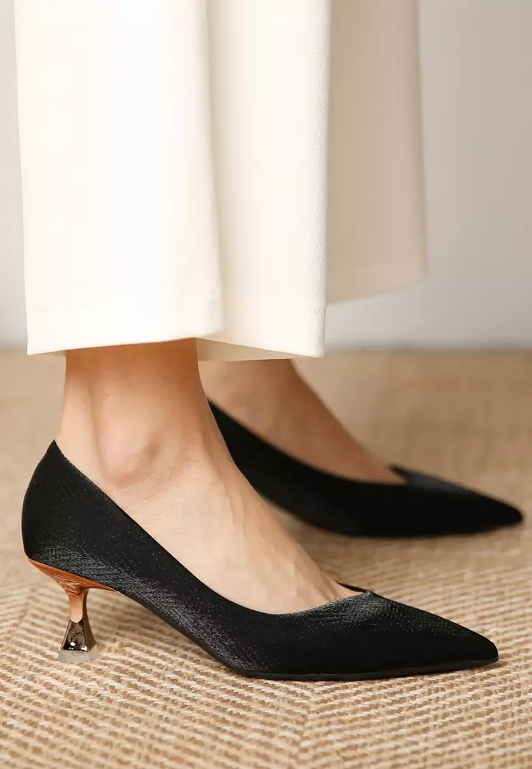 6CM Pointy Satin Fabric Pumps XJ317-1