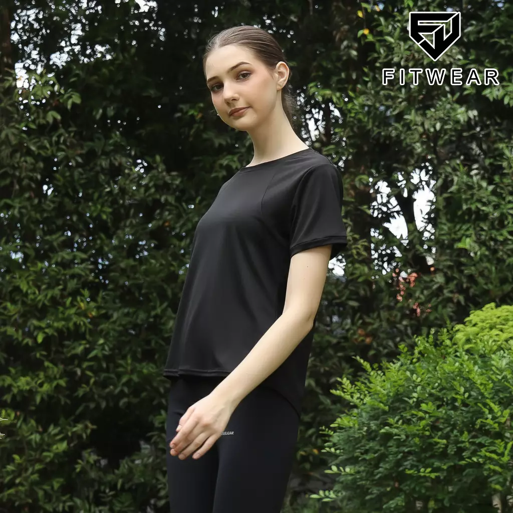 Fitwear Kaos Olahraga Wanita WENDY BACKMESH SLIT S/S - BLACK