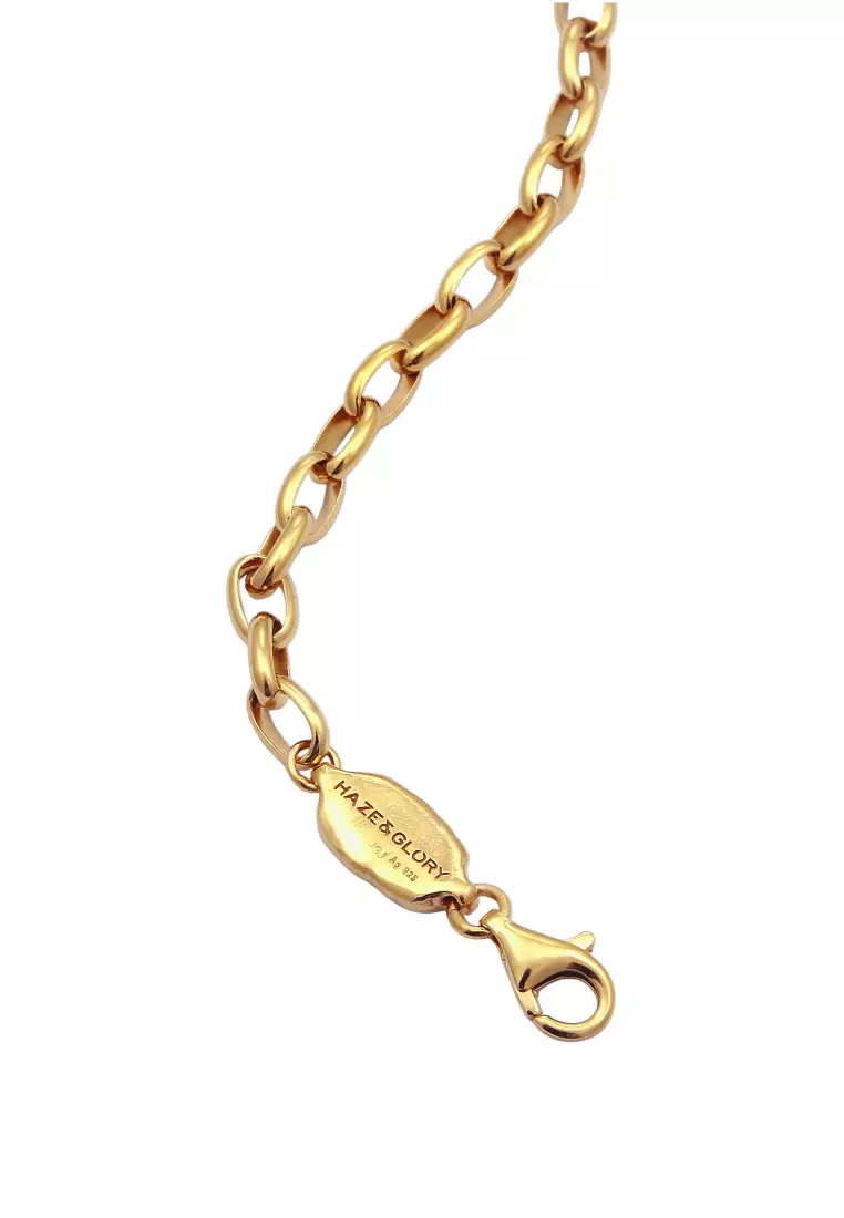 EXCLUSIVE Gelang Perhiasan Perak 925 Pria Links Palm Tree Gold Plated