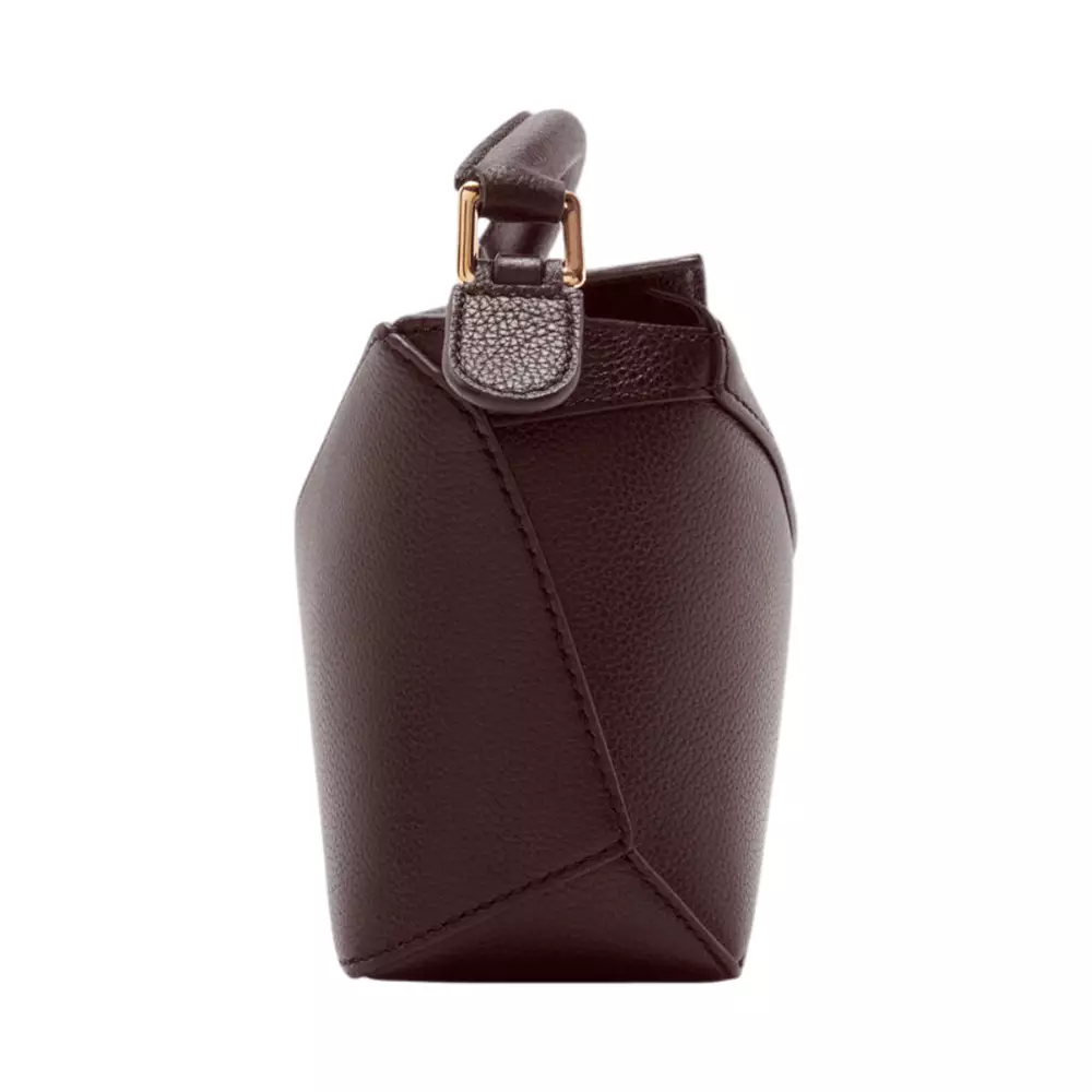 Mini Puzzle Edge Bag In Soft Grained Calfskin Dark Chesnut Ghw