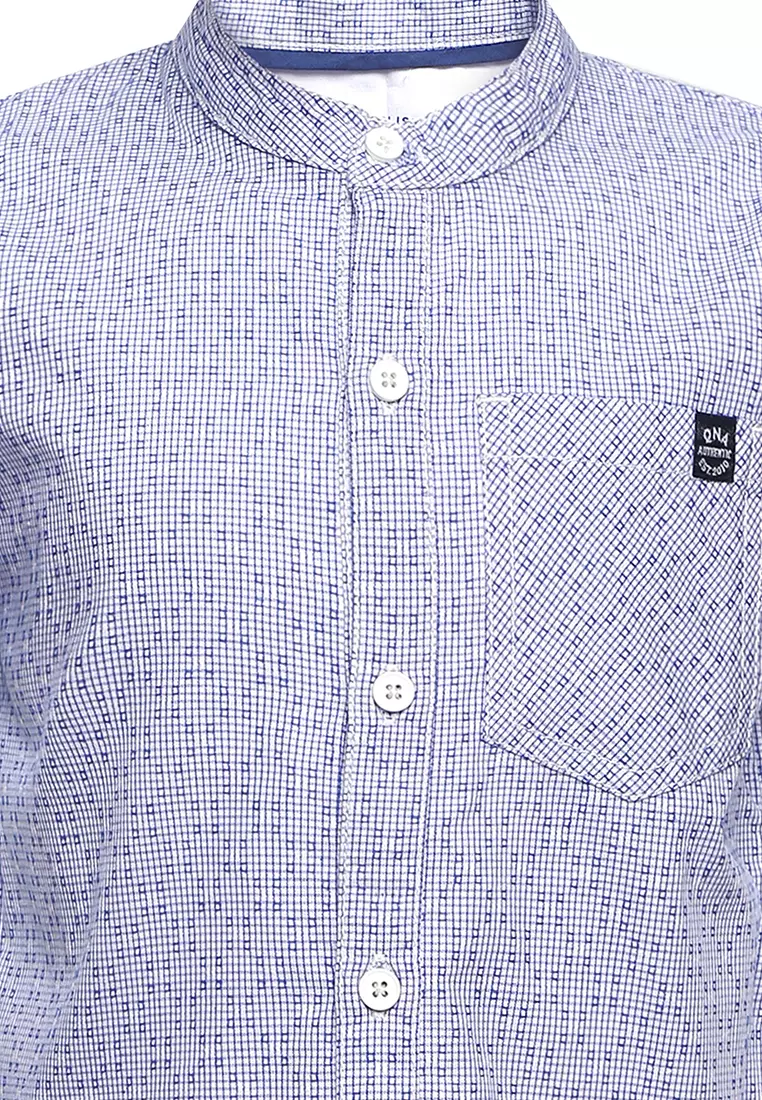 Qna Boy Fazzal Kemeja Pendek Ciang-i Anak Biru Motif Garis