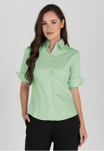 BADOMODA Diana 3/4 Sleeve Plain Button Down Office Blouse | ZALORA  Philippines