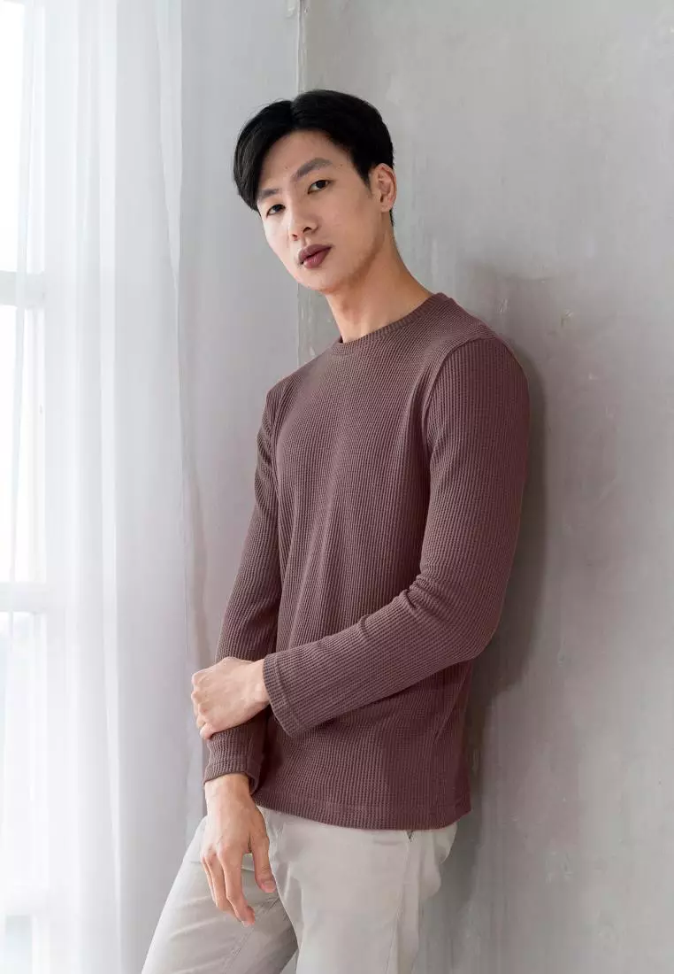 Kale Raffle Purple / Kaos Polos Tekstur Lengan Panjang Pria / Unisex