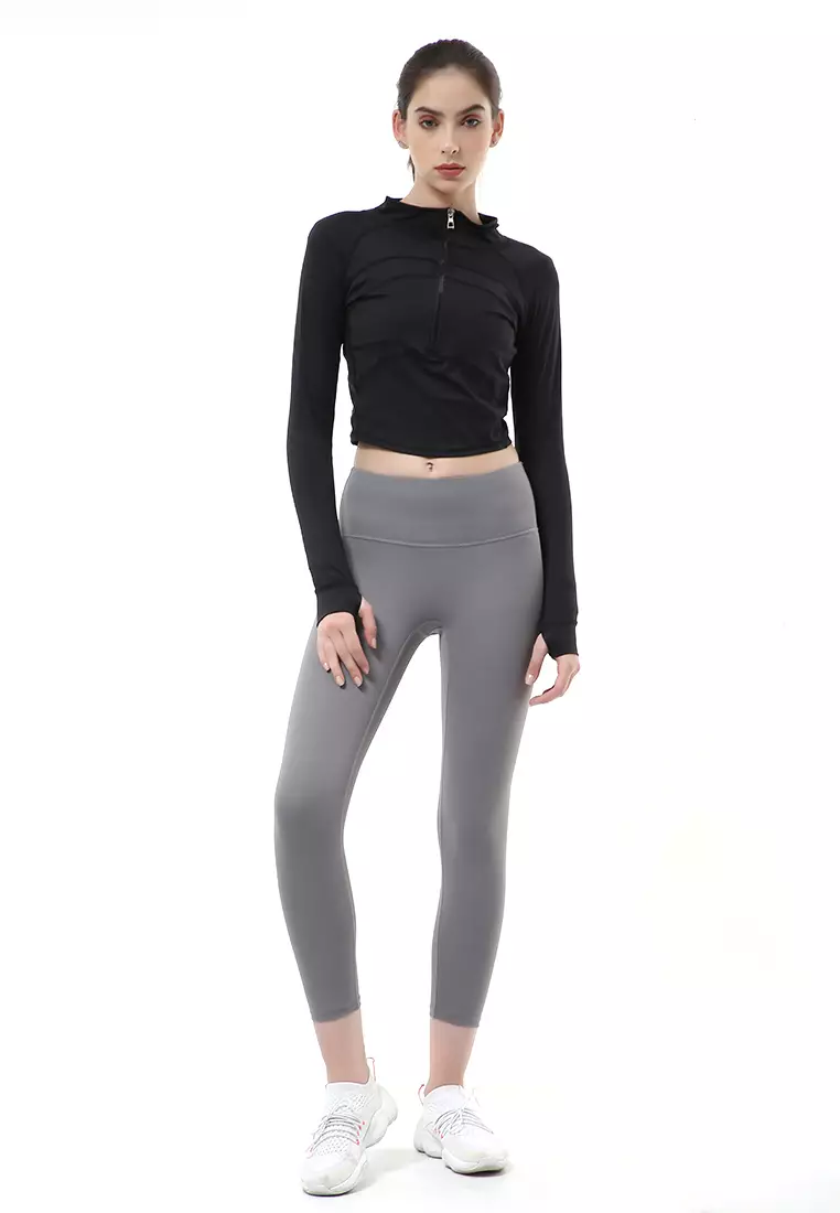 Mikayla Baju Olahraga Wanita Lengan Panjang Sportywear Model Risleting Material Nylon ORIGINAL - Black