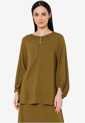 Earth by Zalia Basics green Front Button Top made from TENCEL™ FC430AAA50D4D5GS_1