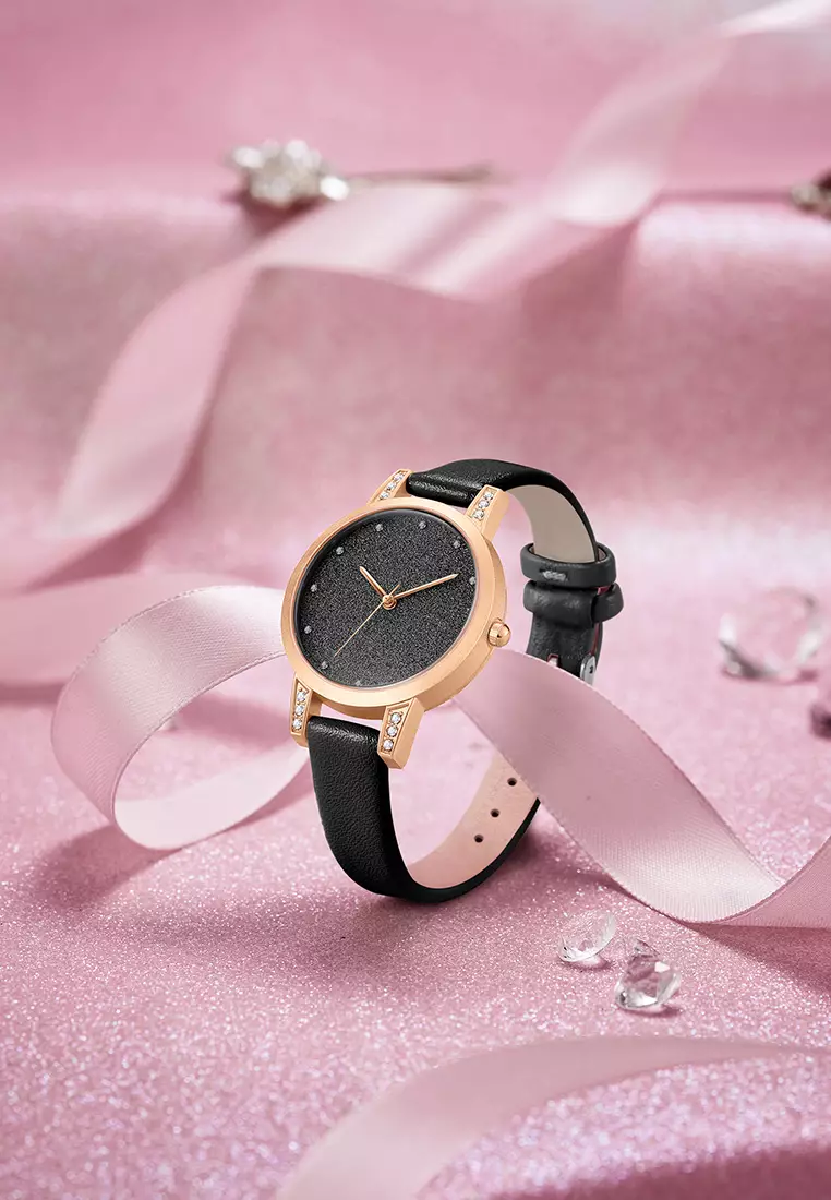 jam tangan wanita REBIRTH Display Kuarsa Gelang Kulit Sederhana Jam