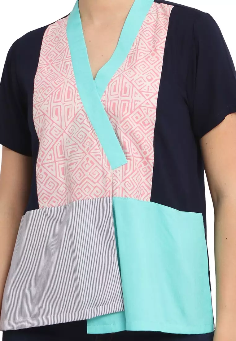 Blouse Batik Wanita - Bhatara Batik Ava - Atasan Batik Modern Lengan Pendek