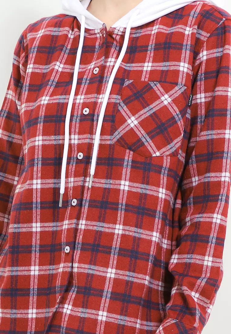 90S Hlola Flannel Shirt With Hoodie