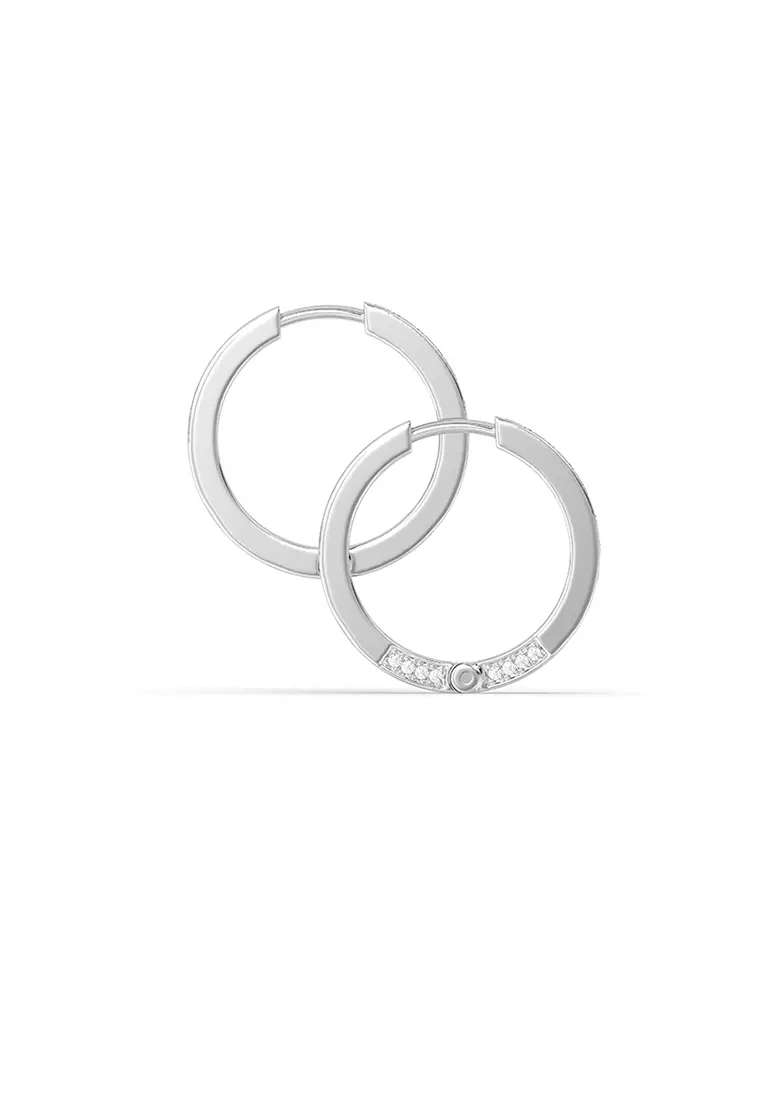 Radiant Arc Mini Huggie Hoop Earrings in 14K White Gold D/E-VVS/VS (0.48ct TDW)